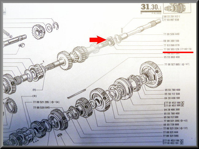 Eindlager primaire as (17-40-16 mm) – Renault 12 Gordini – Renault 17 - Renault 16 -  OEM 7700503129 / 7703090021