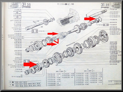 Jeu complet de roulements (boîte 385, 1973-1975) – Renault 16