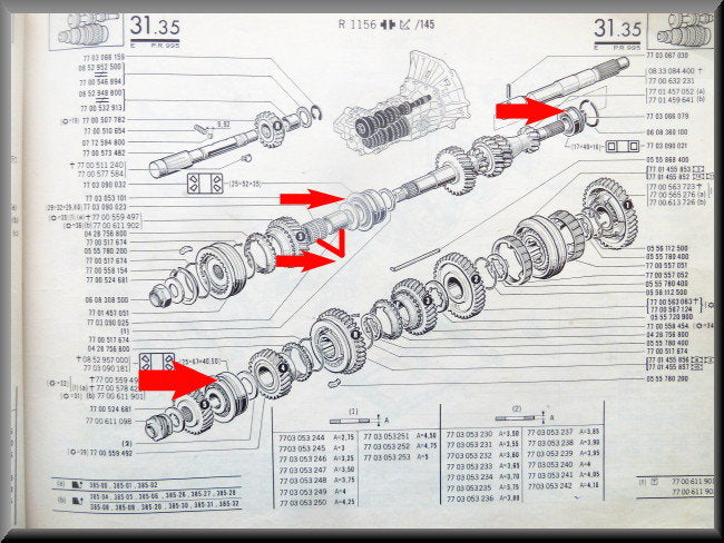 Kit complet de roulements (boîte 385 >1976) – Renault 16
