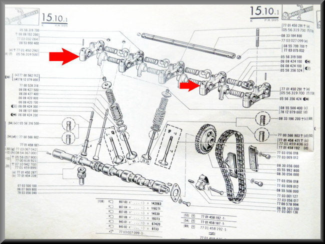 Rocker arm shaft support (with bore) – Renault 16 TX, TS – OEM 7701450290