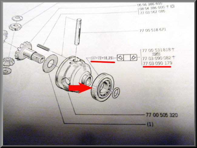 Differential bearing (37-72-18.25 mm) – Renault 12 – Renault 15 - Renault 16 - various - OEM 7703090179