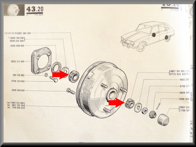 Jeu de roulements de roue pour essieu arrière (25x52x16.25 dimension intérieure 7x40x13.25 dimension extérieure) – Renault 16 L – OEM 0857591700 / 0857591600