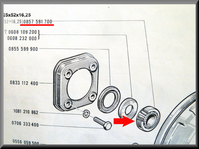 Jeu de roulements de roue pour essieu arrière (25x52x16.25 dimension intérieure 7x40x13.25 dimension extérieure) – Renault 16 L – OEM 0857591700 / 0857591600