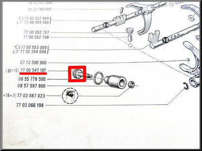 Pignon câble de compteur (5 vitesses) – Renault 16 – OEM 7700547101A