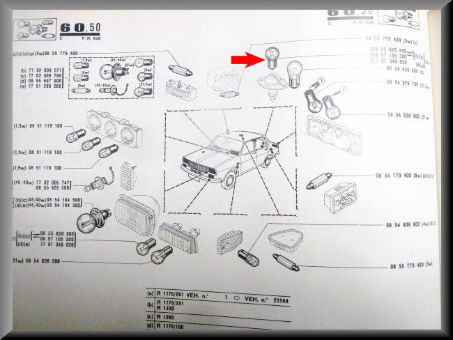 Lampje kofferbak en kentekenplaat verlichting (5 Watt) – Renault 12 – Renault 15 - Renault 17 - Renault 16 - OEM 7701348020
