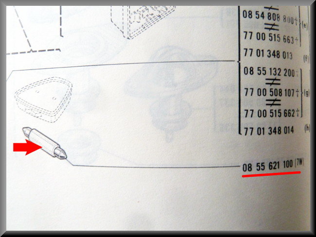 Lampje binnen verlichting (7 Watt) – Renault 12 – REnault 15 - Renault 17 - Renault 16 - OEM 0855621100