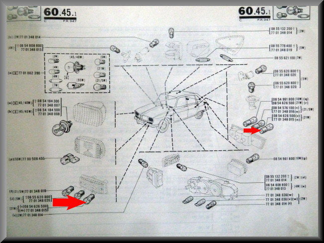 Ampoule feux clignotants et feux de recul (21 Watts) – Renault 16 – OEM 7701348015