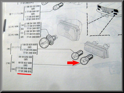 Ampoule feux clignotants et feux de recul (21 Watts) – Renault 16 – OEM 7701348015