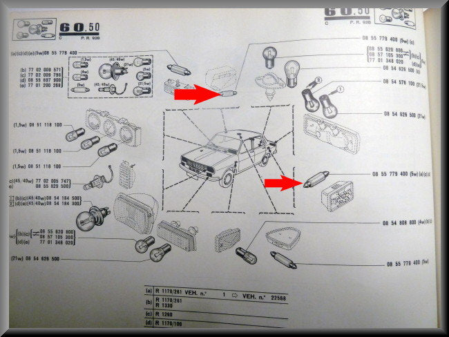 Lampje kofferbak en leesverlichting (5 Watt) – Renault 12 – Renault 15 - Renault 17 - Renault 16 - OEM 7701348019
