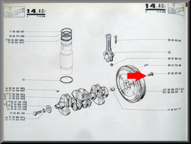 Vliegwiel bout M9 x 1.0 – Renault 12 – Renault 15 - Renault 17 - Renault 16 -  OEM 0706307900