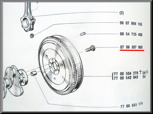 Vliegwiel bout M9 x 1.0 – Renault 12 – Renault 15 - Renault 17 - Renault 16 -  OEM 0706307900