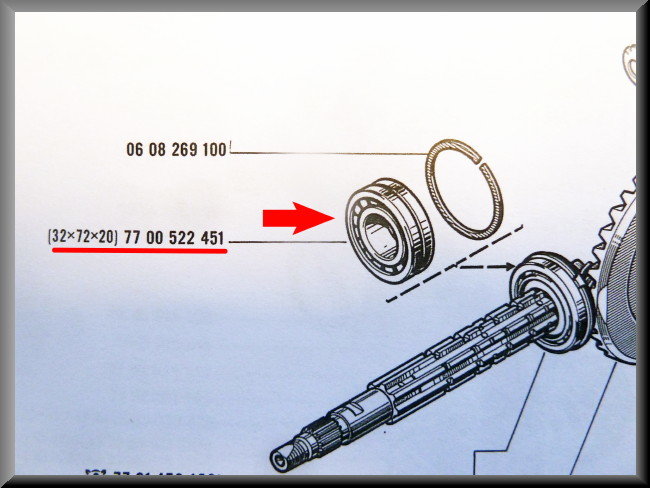 Roulement pignon (72-32-20/21 mm) – Renault 12 Gordini – Renault 17 Gordini - OEM 7700522451