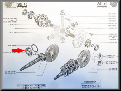 Roulement pignon (72-32-20/21 mm) – Renault 12 Gordini – Renault 17 Gordini - OEM 7700522451
