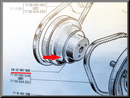Water pump pulley diameter 15.5 cm – Renault 16 – OEM 0832967602
