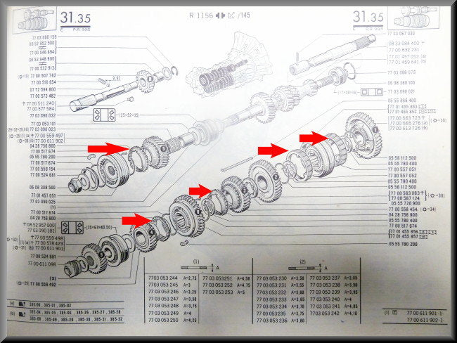 Bagues de synchro (boîte 385) – Renault 16 – OEM 0428756800 (3x) / 7700557051 / 7700557052