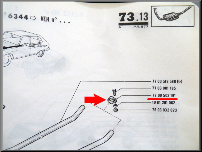 Uitlaatklem – Renault L (1150), TL – OEM 7700502161