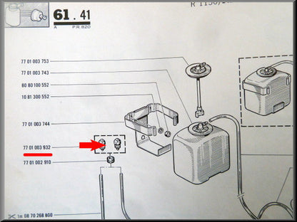 Ruitensproeier kopje – Renault 16 L (1150) – OEM 7701003932