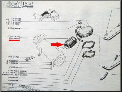 Harmonica caoutchouc filtre à air carburateur – Renault 16 – OEM 7700568005