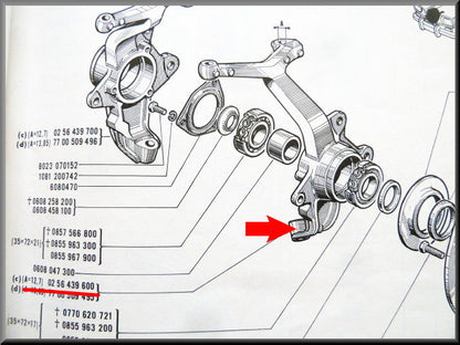 Fusée gauche – Renault 16 L (1150) – OEM 0256439600
