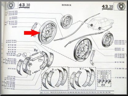 Brake shoe plate left (Bendix) – Renault 16 L (1150) – OEM 0870507200
