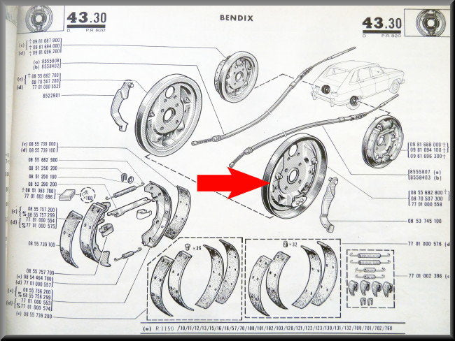 Remankerplaat rechts (Bendix) – Renault 16 L (1150) – OEM 0870507300