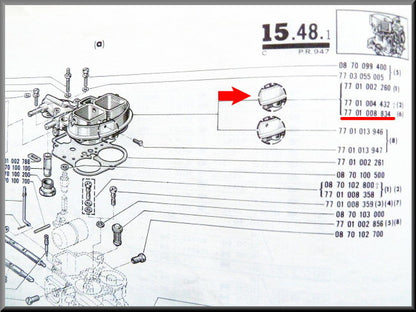 Deksel carburateur Weber – Renault 16 – OEM 7701008834