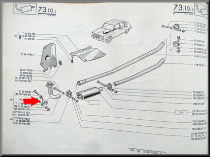 Collier de serrage d'échappement – Renault 16 TS – OEM 7700505189