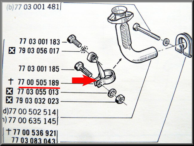 Collier de serrage d'échappement – Renault 16 TS – OEM 7700505189