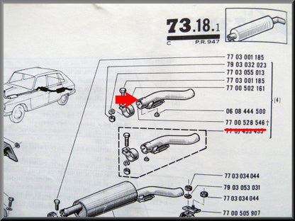 Embout d'échappement décoratif – Renault 16 – OEM 7700528546
