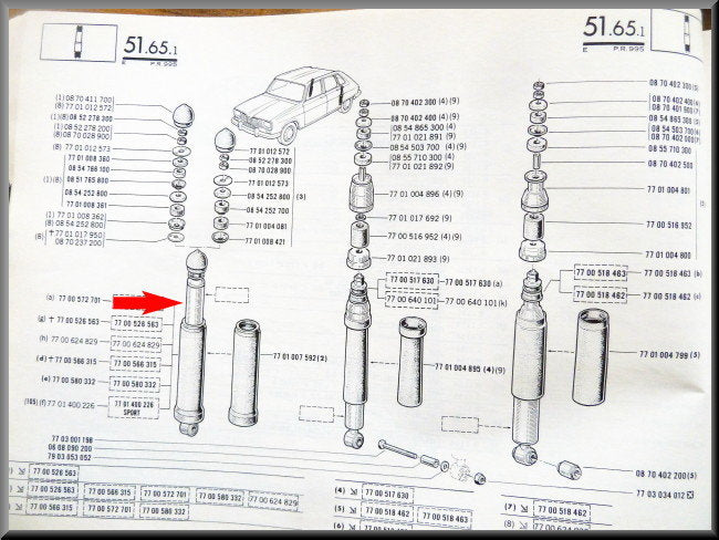 Rear shock absorbers – Renault 16 TX – OEM 7700580332