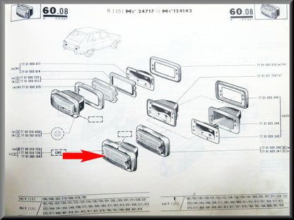 Feu de recul (verre blanc) – Renault 16 TS (1968-1969) – OEM 7700519725