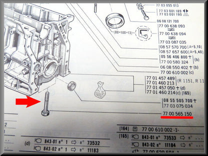 Boulon de palier principal 78 mm – Renault 16 – OEM 7700565150