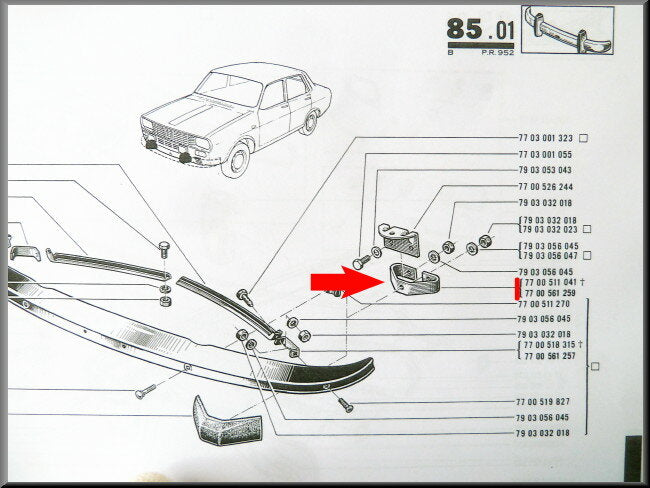 Bumpersteun – Renault 12 Gordini – OEM 7700561259