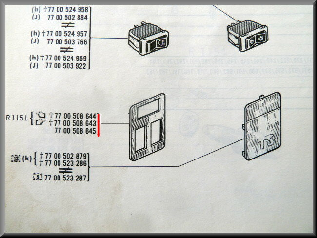 Kader schakelaars (chroom) – Renault 16 TS – OEM 7700508645 (chroom)