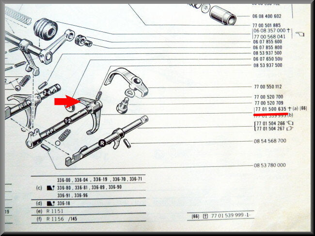 Schakelvork eerste en tweede versnelling (4 en 5 bak) – Renault 16 – OEM 7701500635