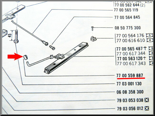 Bouton-poussoir de verrouillage de porte – Renault 16 – OEM 7700559887