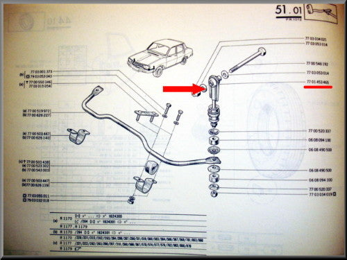 Stabilisatorstang pen – Renault 12 – Renault 15 - Renault 17 - OEM 7701453465