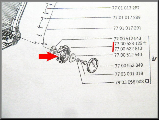 Draaiknop stoelleuning – Renault 12 – OEM 7700523125