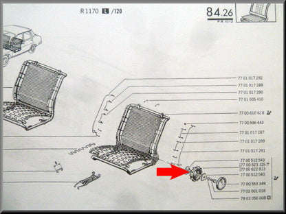 Draaiknop stoelleuning – Renault 12 – OEM 7700523125