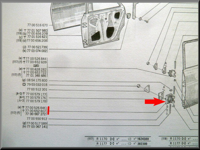 Charnière de porte – Renault 12 – OEM 7700526844