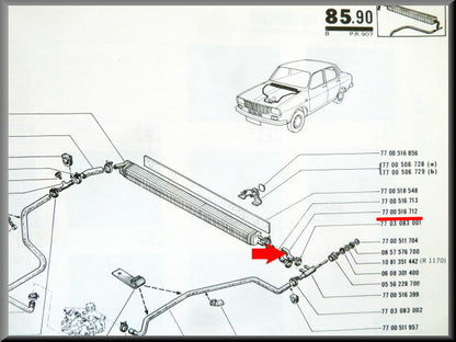 Durite de chauffage – Renault 12 ancien modèle – OEM 7700526712