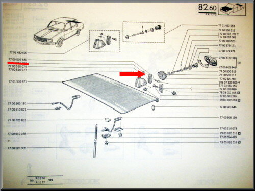 Bovenste haak achterklepslot wit – Renault 12 – OEM 7700509887