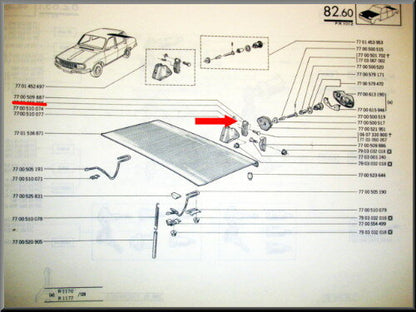 Bovenste haak achterklepslot wit – Renault 12 – OEM 7700509887