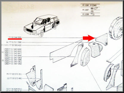 Pièce de garniture de coffre droite – Renault 12 Break – OEM 7700544959