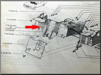 Dashboard kastje (karton) – Renault 12 oude type