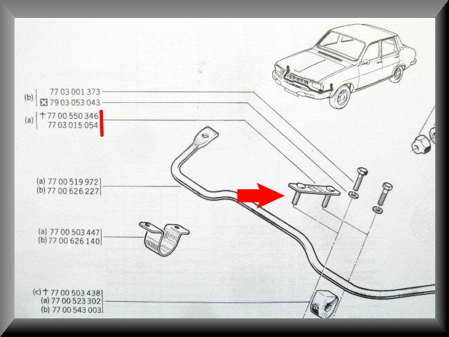 Bride barre stabilisatrice – Renault 12 – Renault 15 - Renault 17 - OEM 7700550346