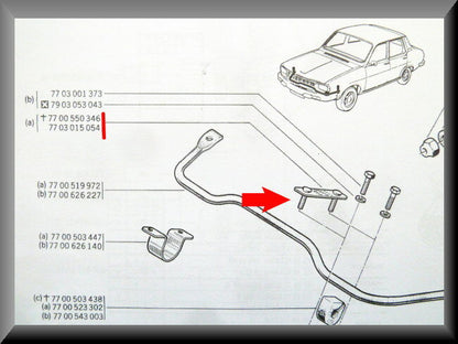 Bride barre stabilisatrice – Renault 12 – Renault 15 - Renault 17 - OEM 7700550346