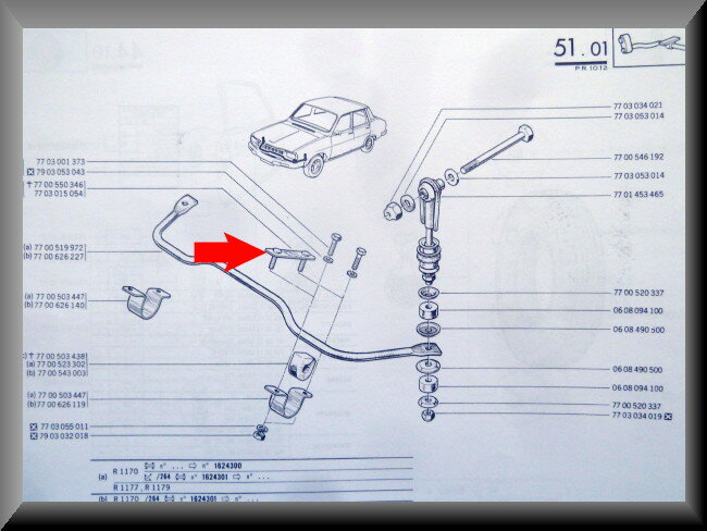 Bride barre stabilisatrice – Renault 12 – Renault 15 - Renault 17 - OEM 7700550346