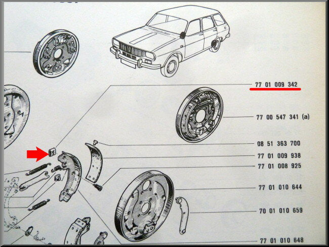 Agrafe de mâchoire de frein – Renault 12 Break – OEM 7701009342