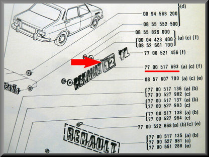 Embleem "12" voorscherm – Renault 12 – OEM 7700517693